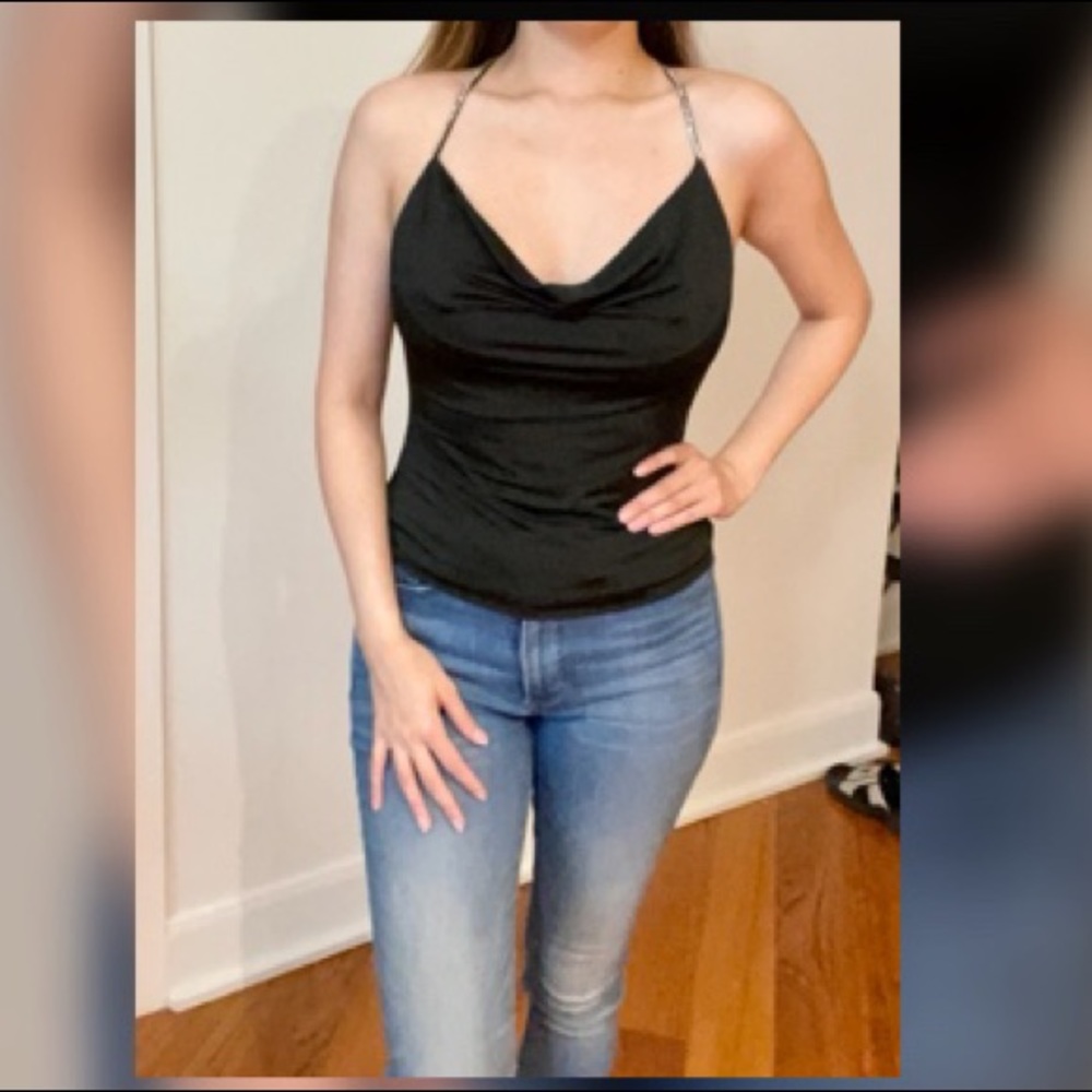 Marciano Black Silky Top with Skinny Straps